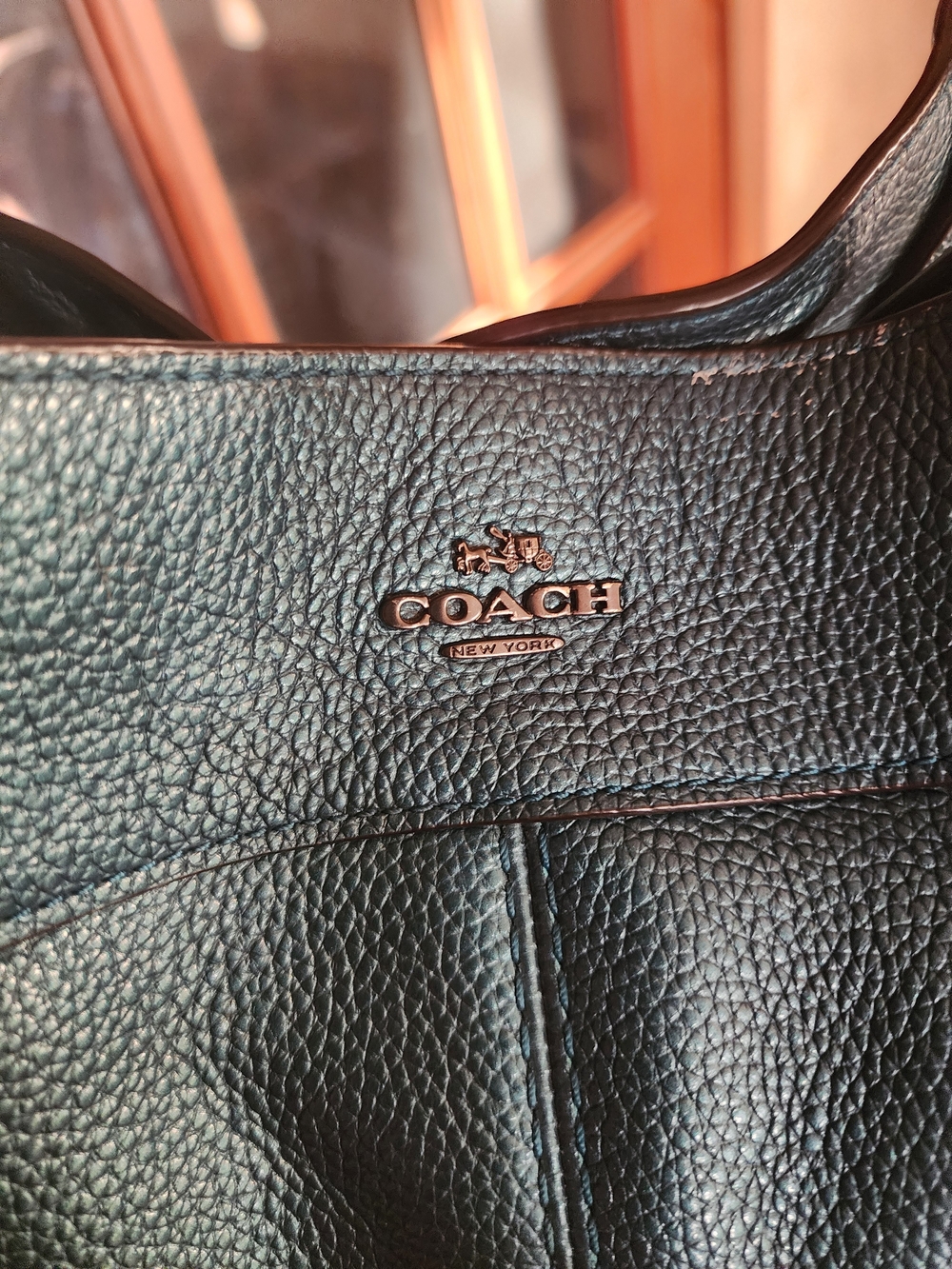 Coach Pebbled Leather Shoulder Bag in Teal Green - Picture 5 of 10